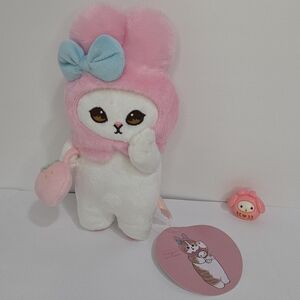 Mofusand x Sanrio My Melody Cat Plush Mascot Keychain BNWT